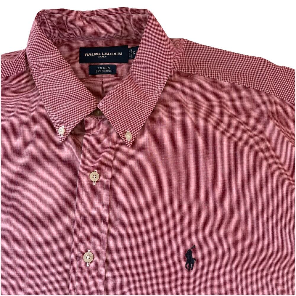 Ralph Lauren Golf Tilden Shirt Men’s XL Small Red Check Blue Pony L/S Button Up